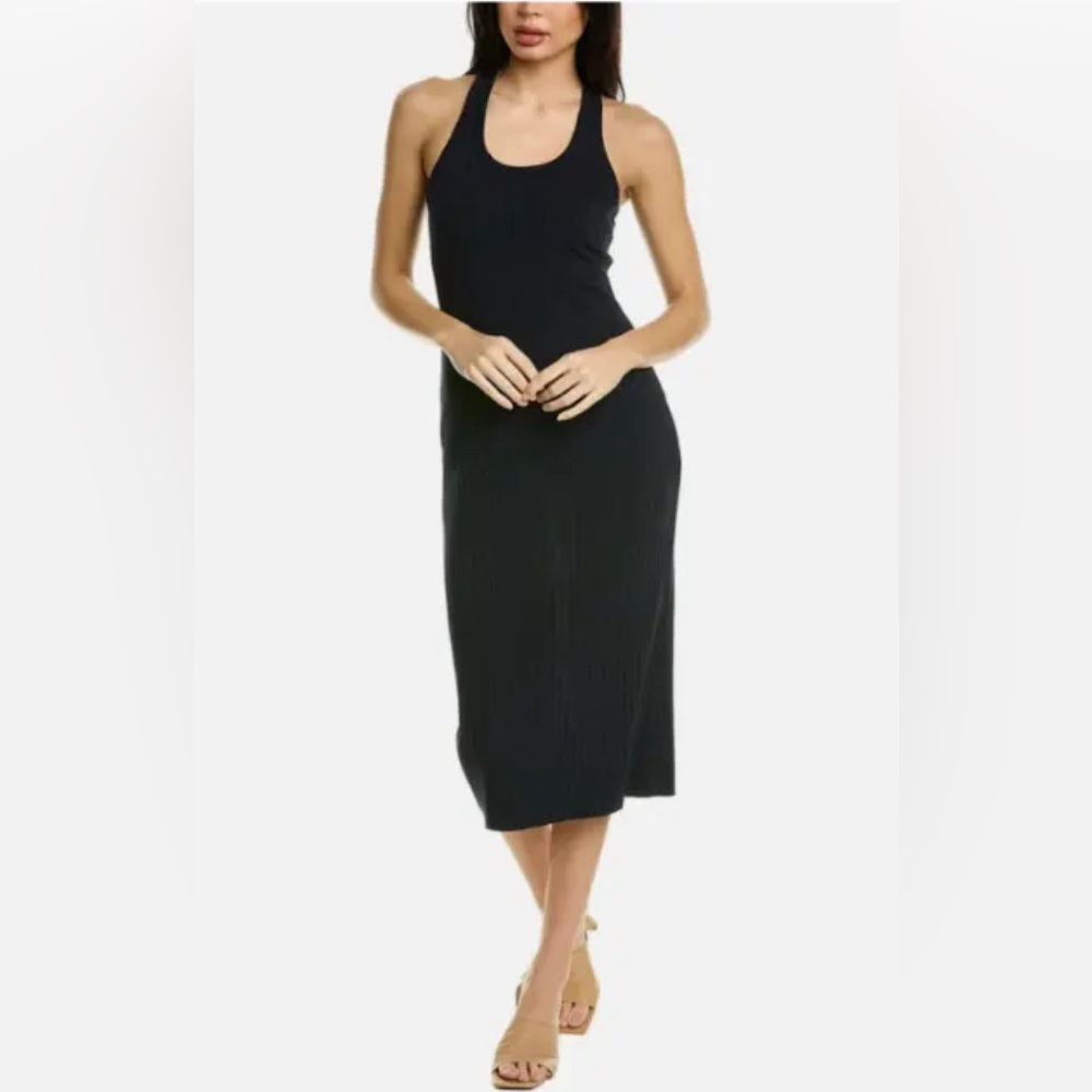 VINCE Ribbed Racerback Tank Midi Dress, Black, Size XS